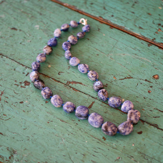 Blue Ceramic Bead Necklace  Zinnia Folk Arts   