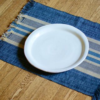 Blue Gray & Linen Michoacán Hand Woven Placemats, Set of 2 Textile Zinnia Folk Arts   