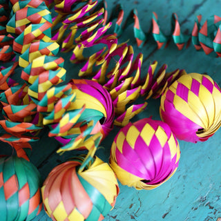 Bouncy Mexican Woven Palma Balls, Set of 6 Christmas Zinnia Folk Arts   