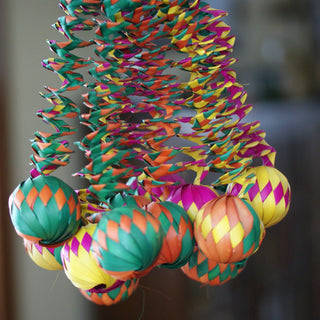 Bouncy Mexican Woven Palma Balls, Set of 6 Christmas Zinnia Folk Arts Multi-color  