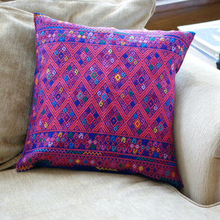 Bright Colors Chiapas Handwoven Square Pillow textiles Zinnia Folk Arts   