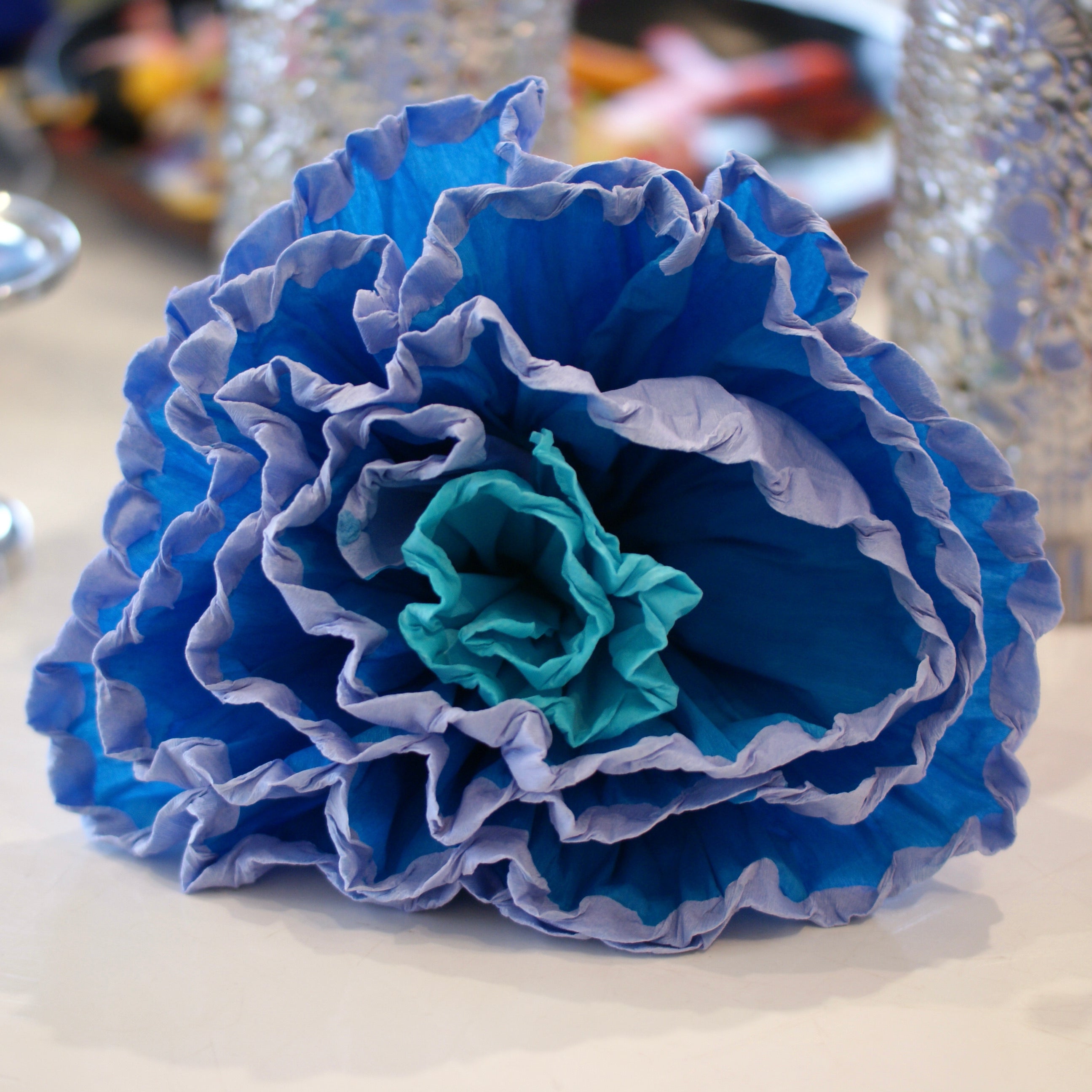 Bright Multicolored Mexican Paper Flowers, Grande Fiesta Zinnia Folk Arts   