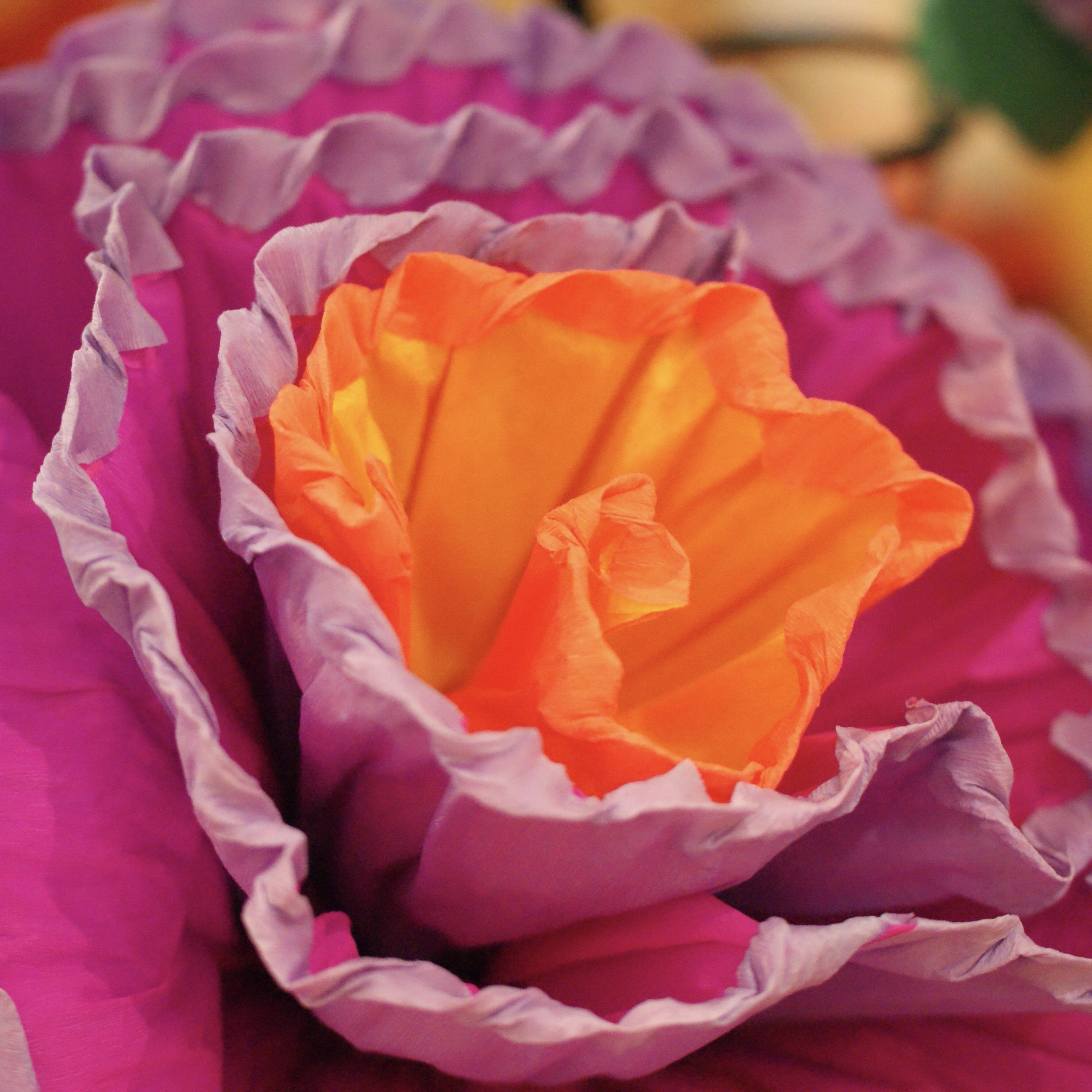 Bright Multicolored Mexican Paper Flowers, Grande Fiesta Zinnia Folk Arts   