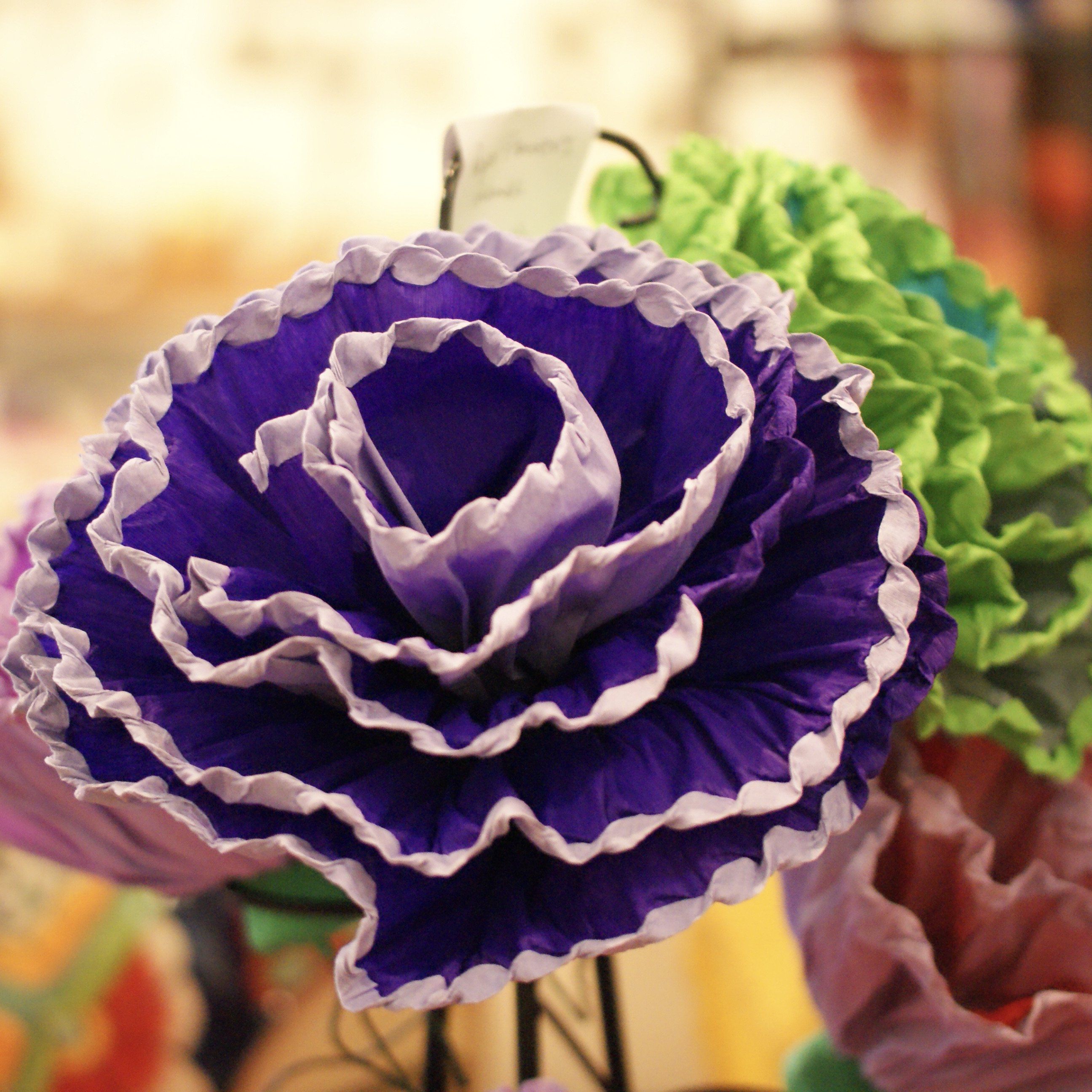 Bright Multicolored Mexican Paper Flowers, Grande Fiesta Zinnia Folk Arts   