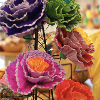 Bright Multicolored Mexican Paper Flowers, Grande Fiesta Zinnia Folk Arts   