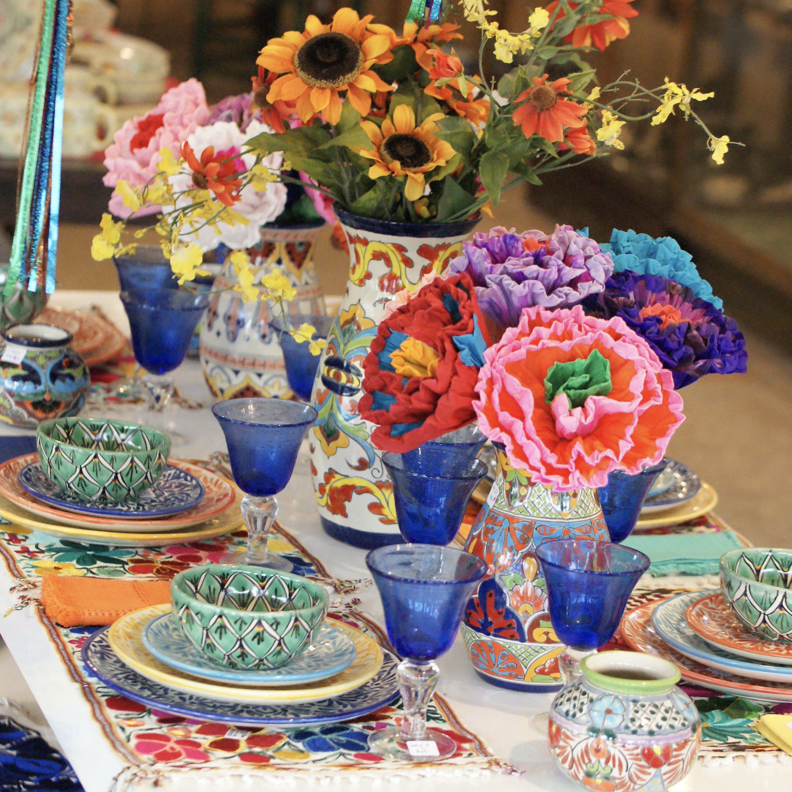 Bright Multicolored Mexican Paper Flowers, Medium Size Fiesta Zinnia Folk Arts   