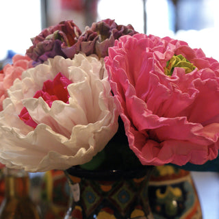 Bright Multicolored Mexican Paper Flowers, Medium Size Fiesta Zinnia Folk Arts   