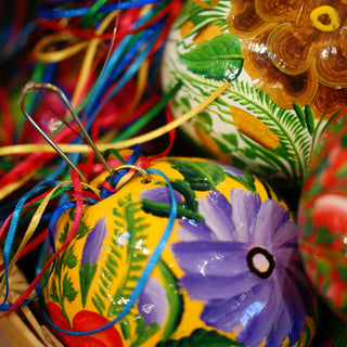 Bright Painted Gourd Mexican Christmas Tree Ornaments Christmas Zinnia Folk Arts   