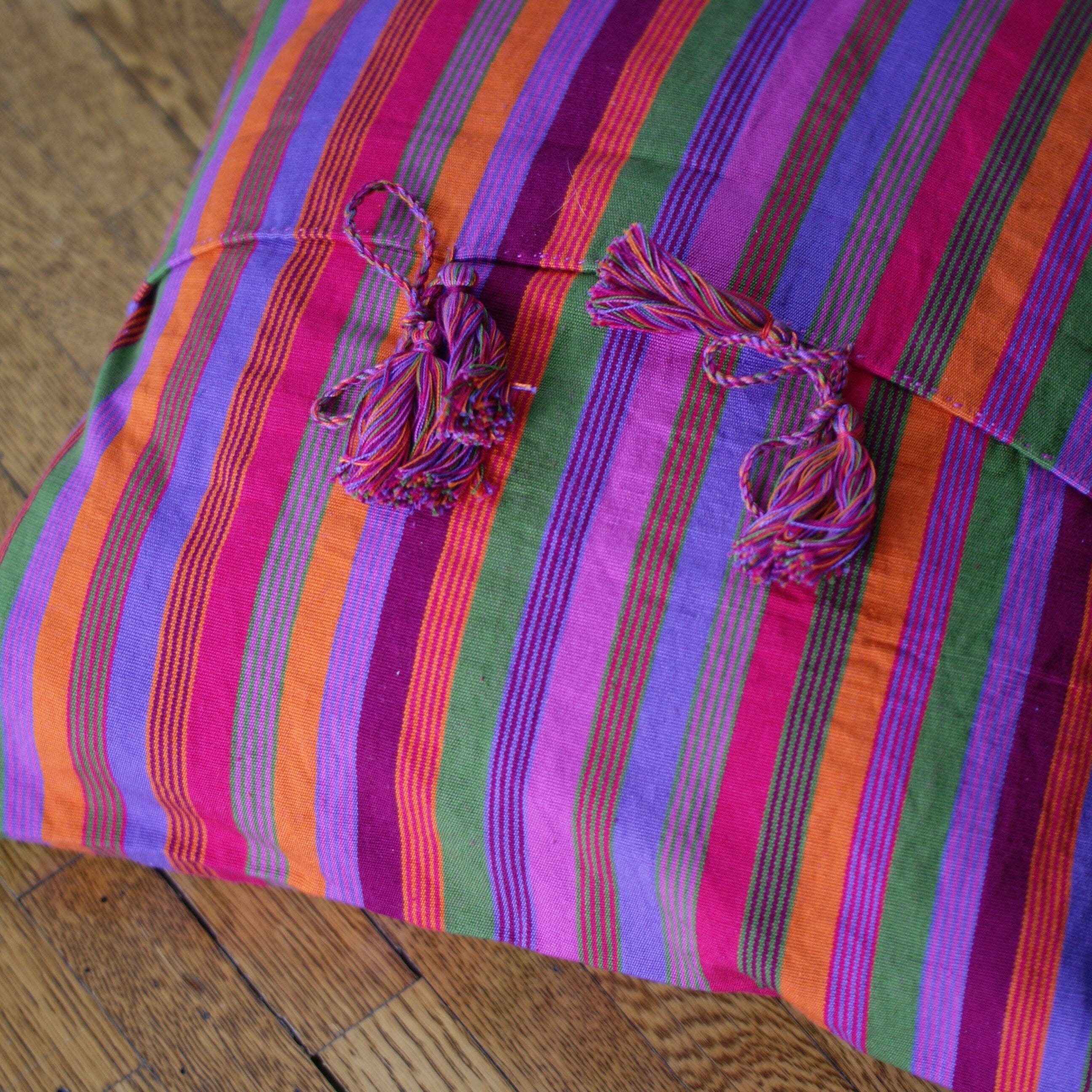 Bright Stripes Chiapas Handwoven Pillows textiles Zinnia Folk Arts   