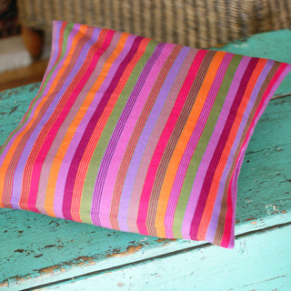 Bright Stripes Chiapas Handwoven Pillows textiles Zinnia Folk Arts Square  