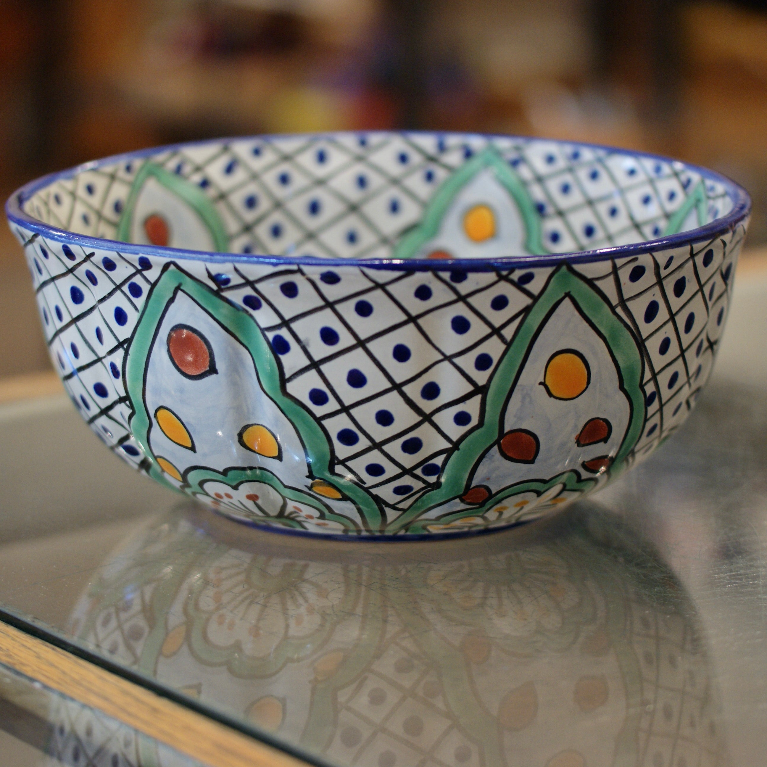 Calabaza Talavera Salad Bowl, Large, Ready to Ship Ceramics Zinnia Folk Arts   