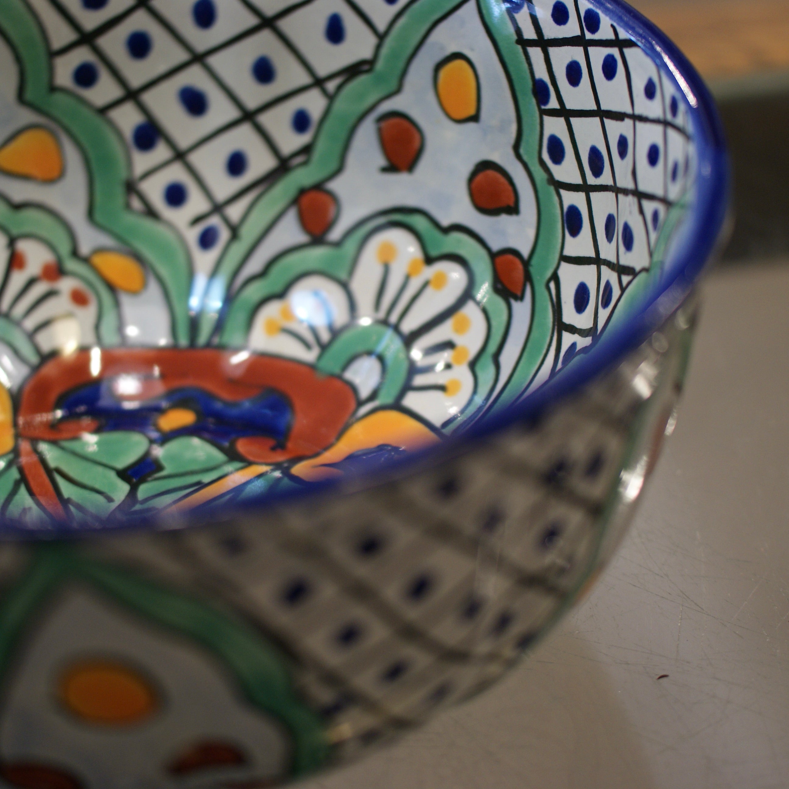 Calabaza Talavera Salad Bowl, Large, Ready to Ship Ceramics Zinnia Folk Arts   