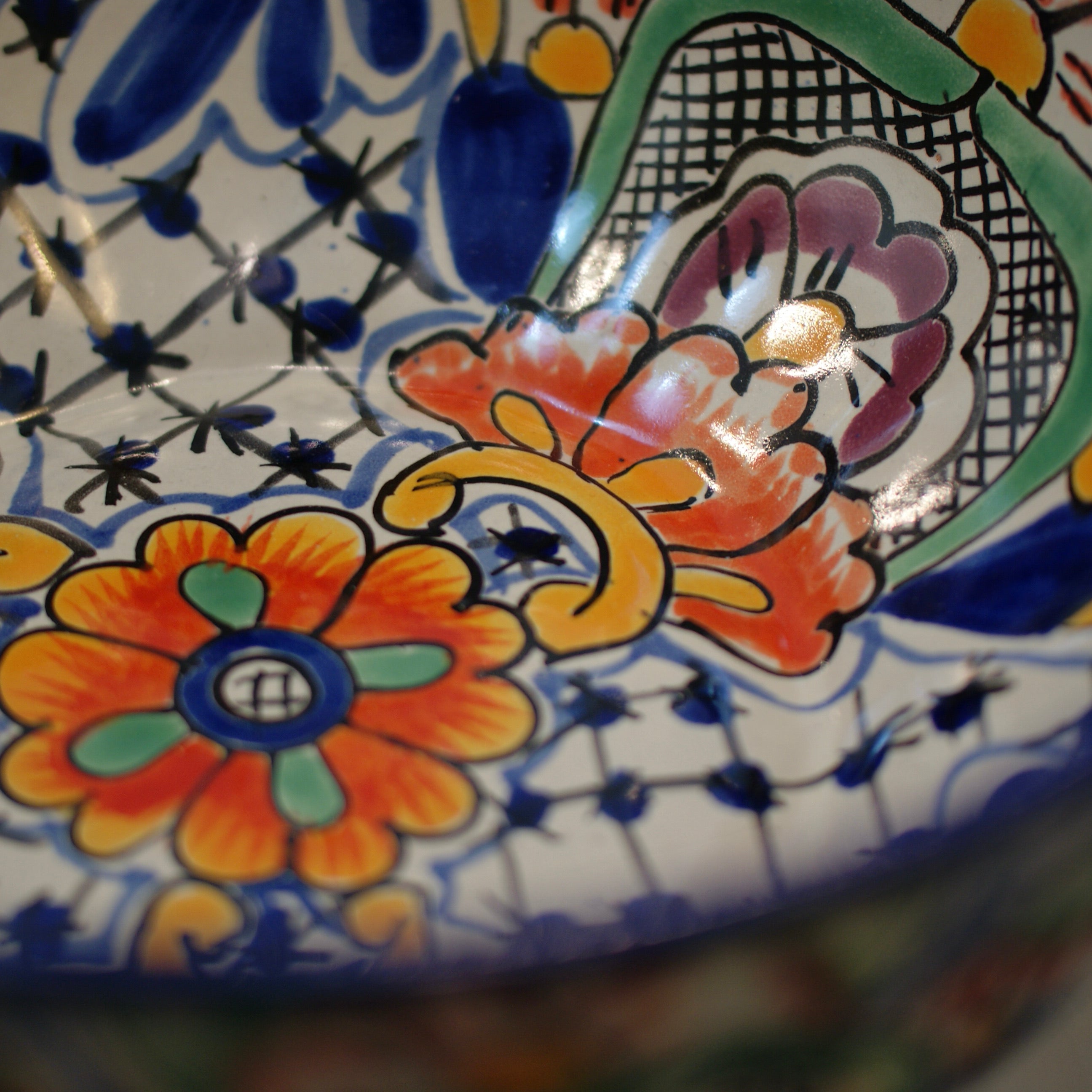 Calabaza Talavera Salad Bowl, Large, Ready to Ship Ceramics Zinnia Folk Arts   