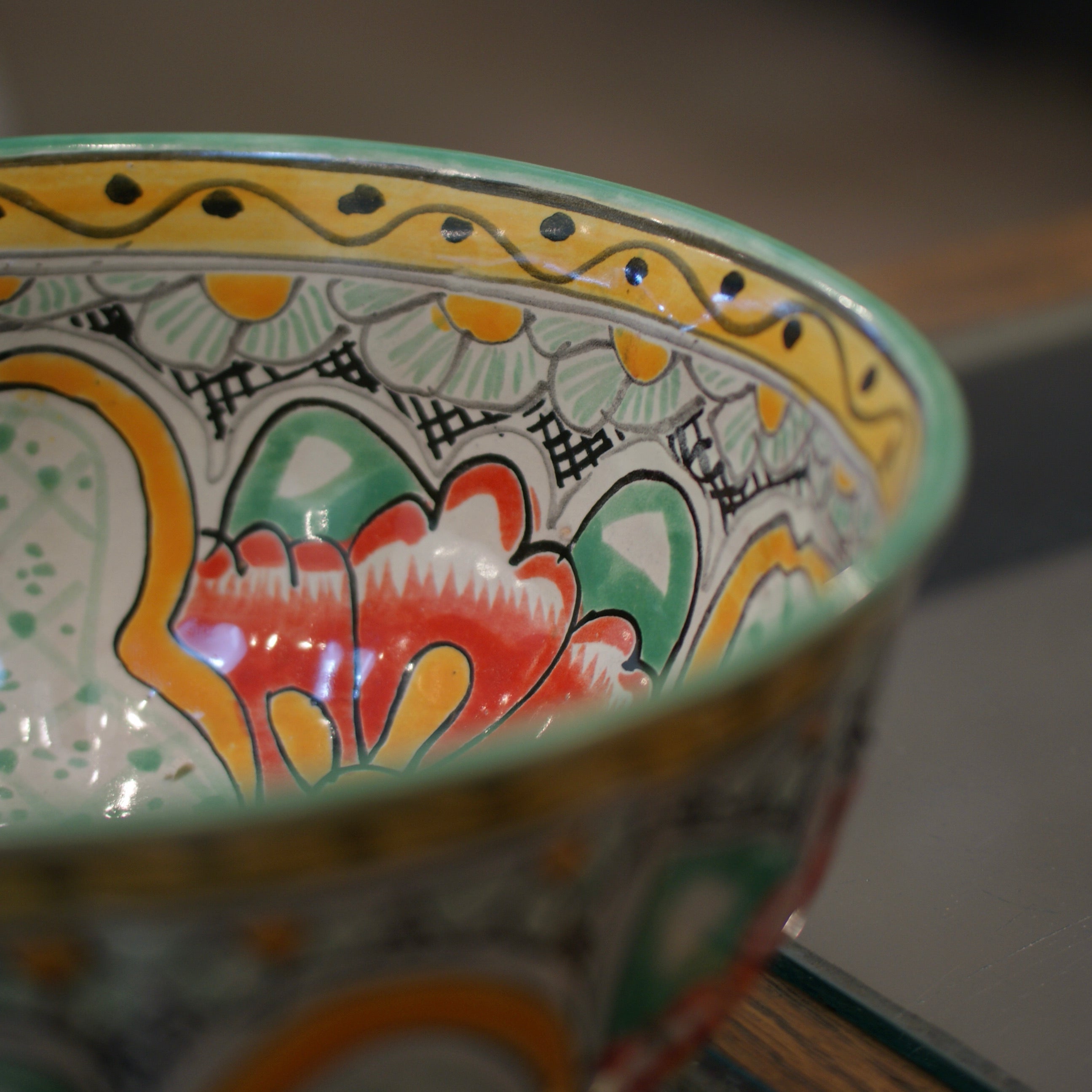 Calabaza Talavera Salad Bowl, Large, Ready to Ship Ceramics Zinnia Folk Arts   