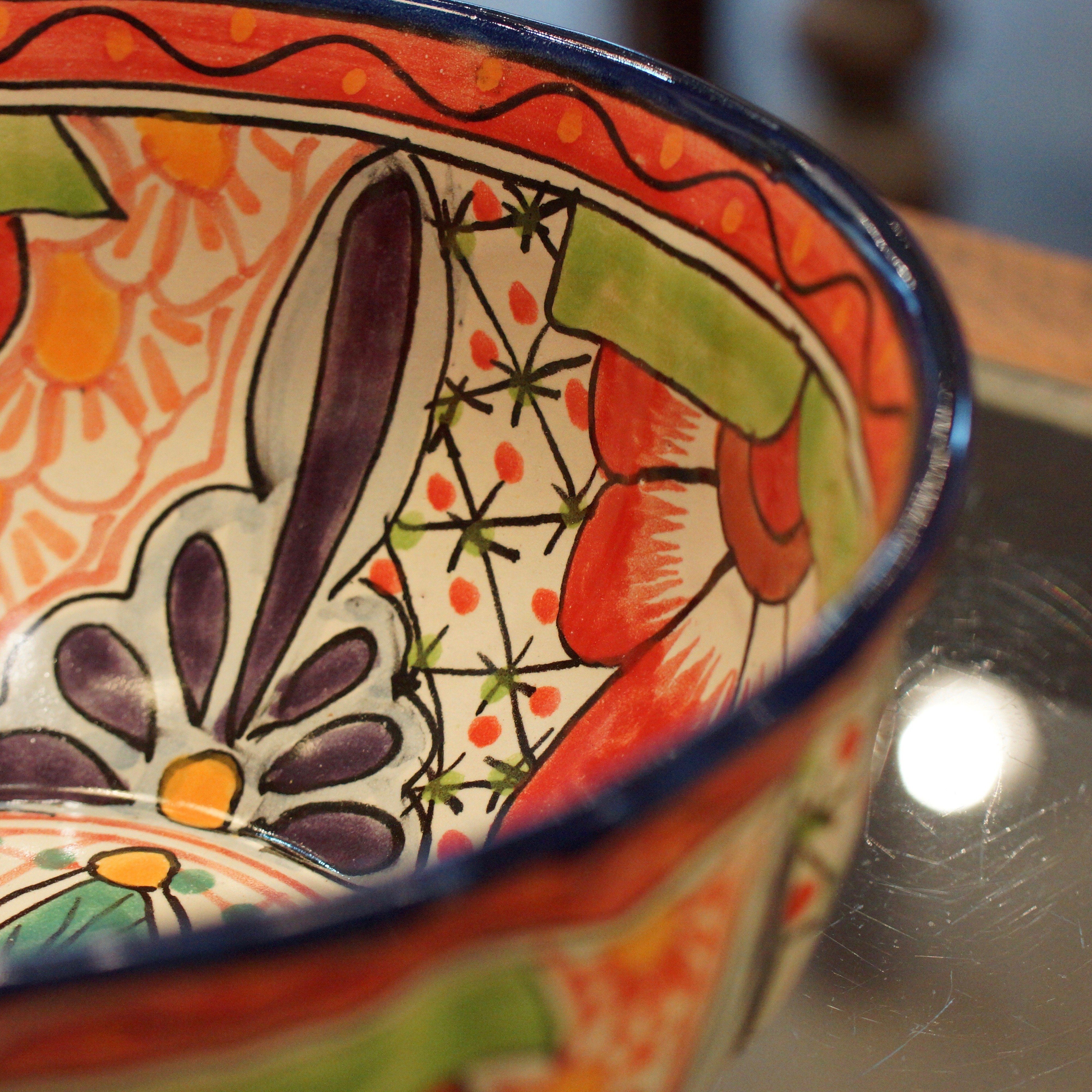 Calabaza Talavera Salad Bowl, Large, Ready to Ship Ceramics Zinnia Folk Arts   