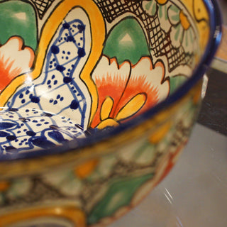 Calabaza Talavera Salad Bowl, Large, Ready to Ship Ceramics Zinnia Folk Arts   