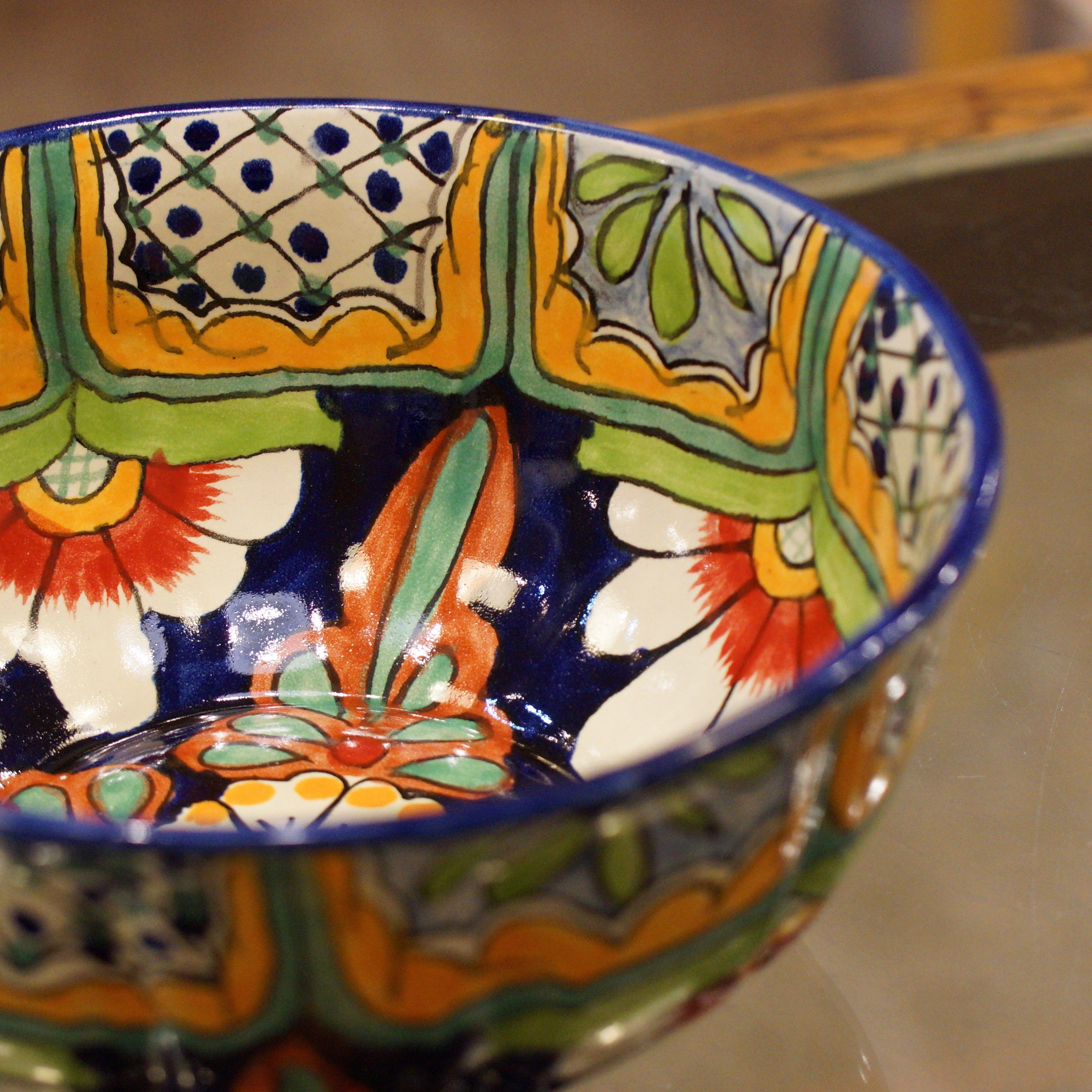 Calabaza Talavera Salad Bowl, Large, Ready to Ship Ceramics Zinnia Folk Arts   