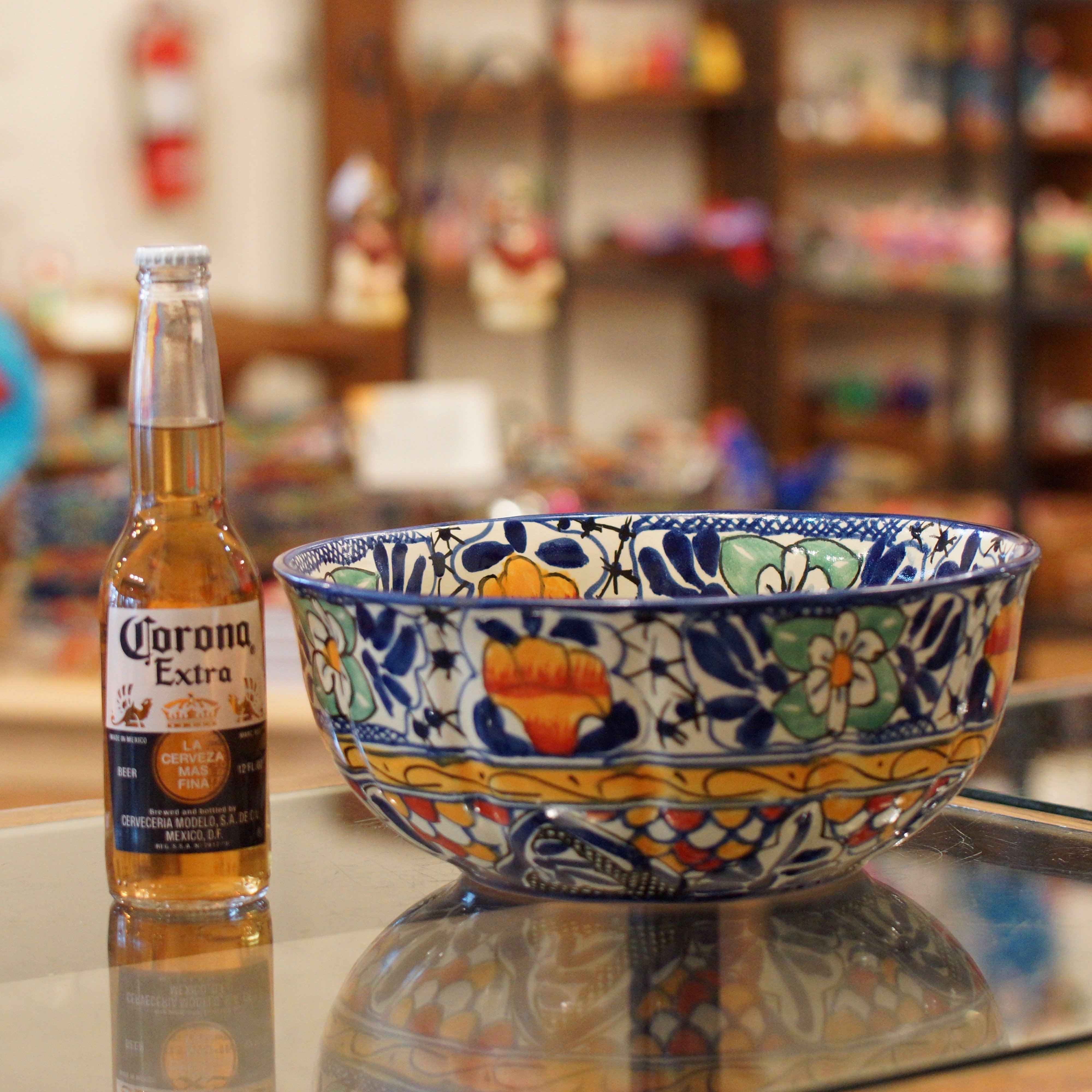 Calabaza Talavera Salad Bowl, Large, Ready to Ship Ceramics Zinnia Folk Arts   