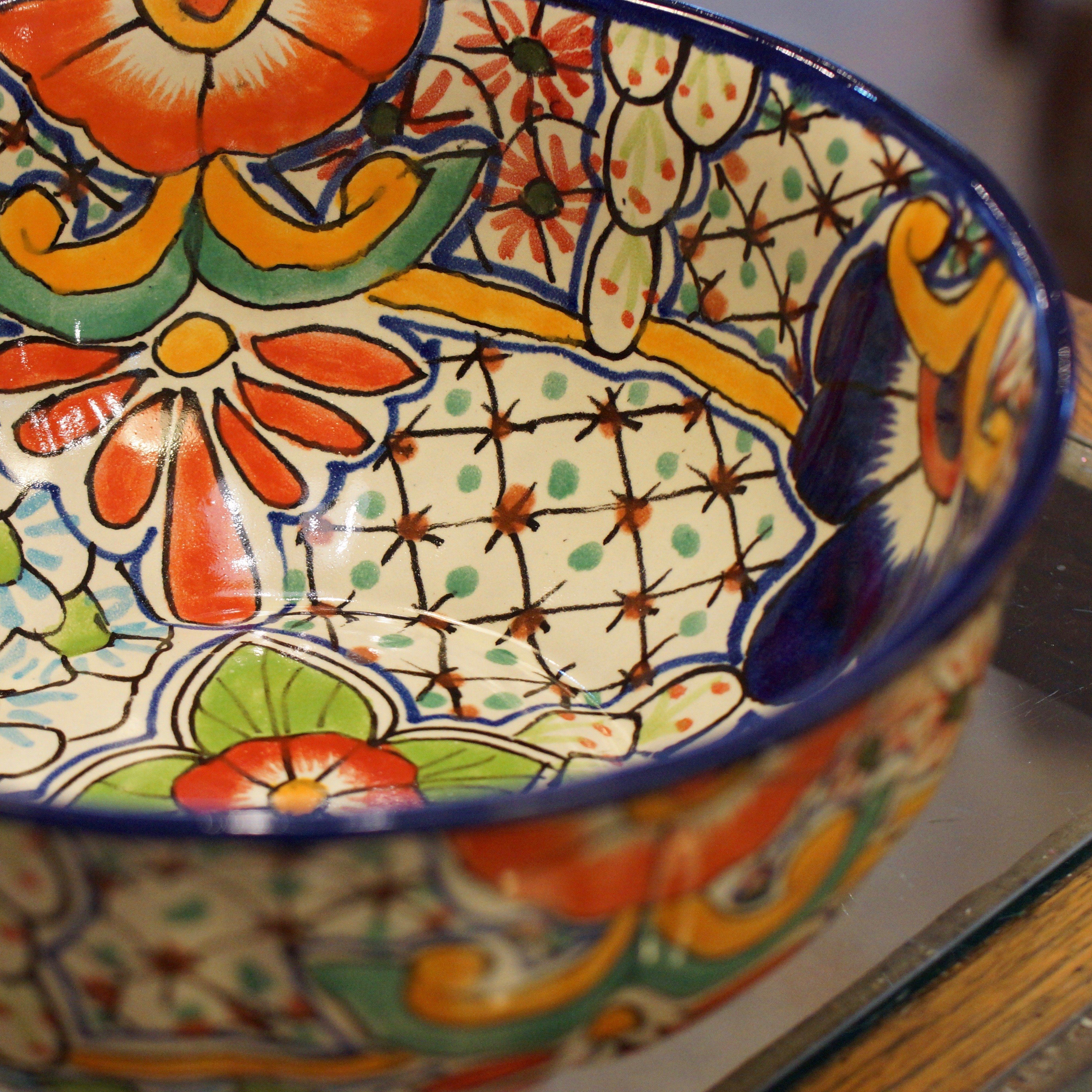 Calabaza Talavera Salad Bowl, Large, Ready to Ship Ceramics Zinnia Folk Arts   