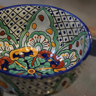 Calabaza Talavera Salad Bowl, Large, Ready to Ship Ceramics Zinnia Folk Arts Pinwheel  