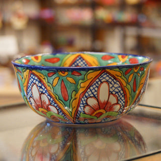 Calabaza Talavera Salad Bowl, Large, Ready to Ship Ceramics Zinnia Folk Arts Verde  