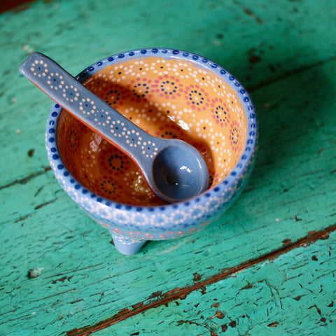 Capula Dotted Three-Footed Bowls, Ready to Ship Ceramics Zinnia Folk Arts   