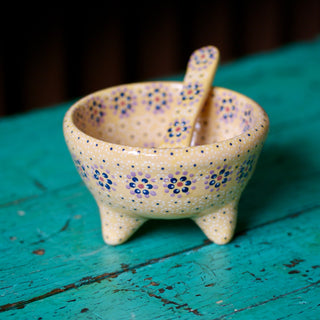 Capula Dotted Three-Footed Bowls, Ready to Ship Ceramics Zinnia Folk Arts Mustard  