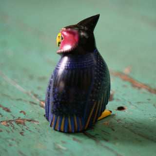 Carved and Painted Black Great Horned Owl, Victor and Jesusita Xuana, San Martin Tilcajete Whimsical Zinnia Folk Arts   