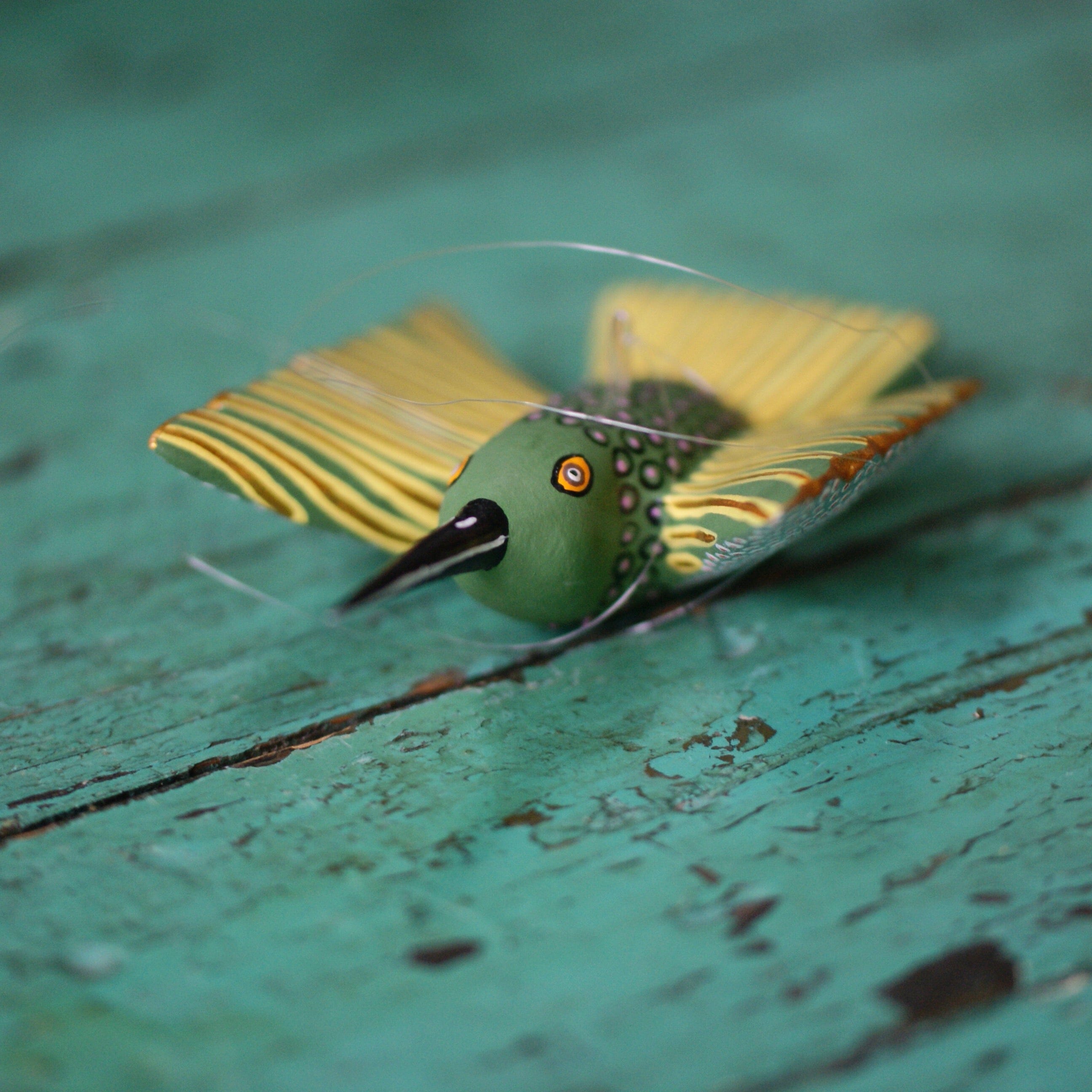 Carved and Painted Hummingbirds, Xuana Family, San Martin Tilcajete Whimsical Zinnia Folk Arts   
