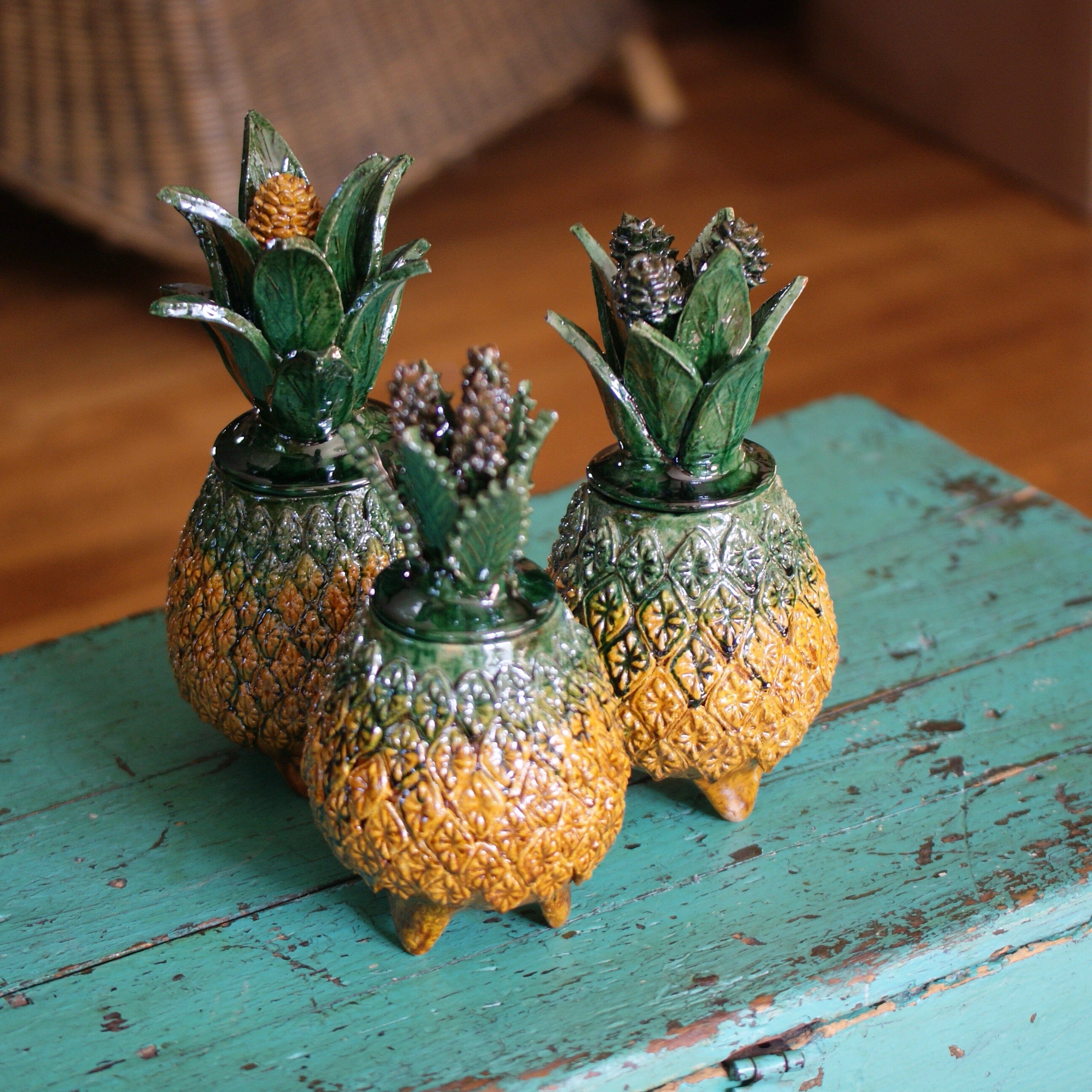 Ceramic Pineapples of Michoacán, Small Size Home Decor Zinnia Folk Arts   