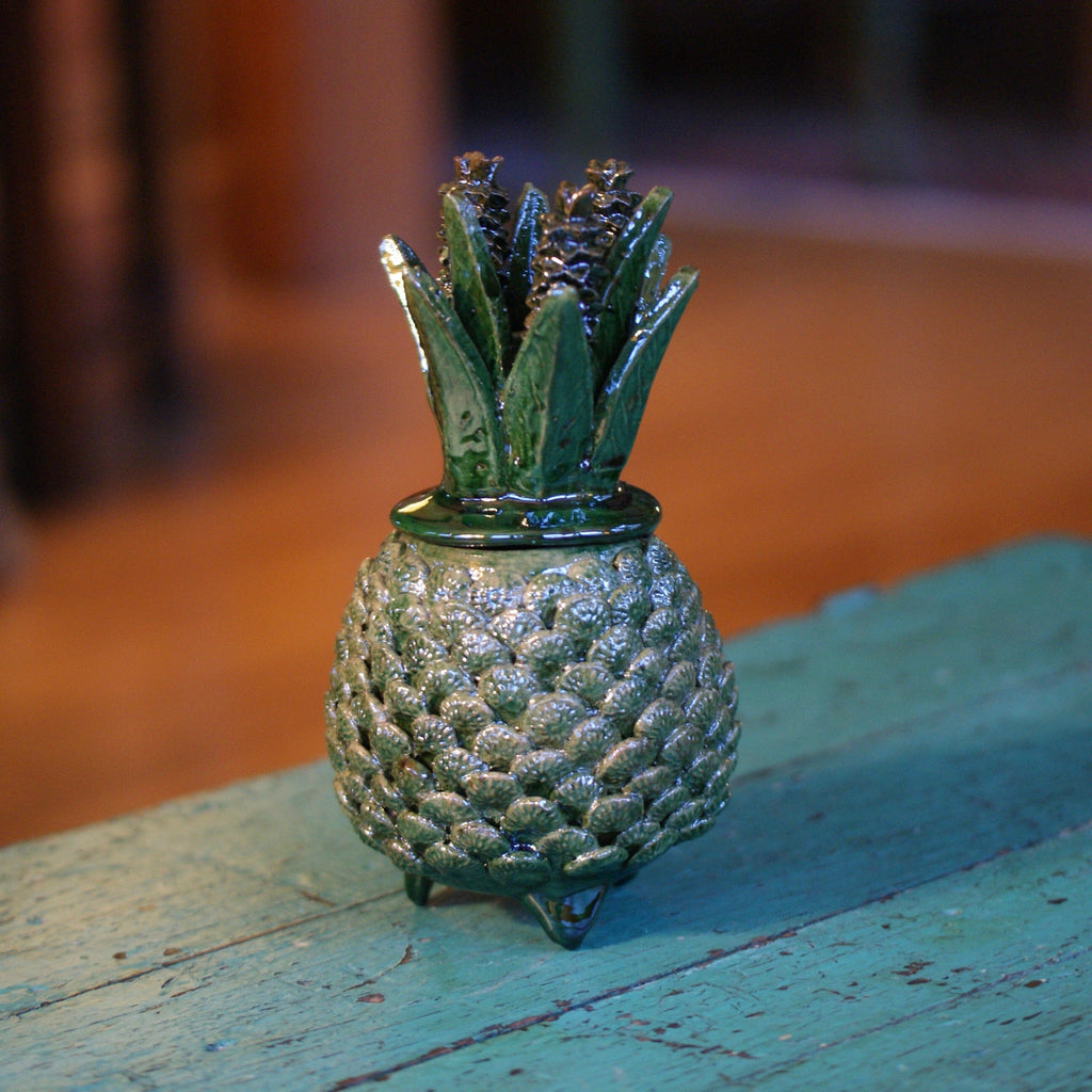 Ceramic Pineapples of Michoacán, Small Size Home Decor Zinnia Folk Arts All Green #1  