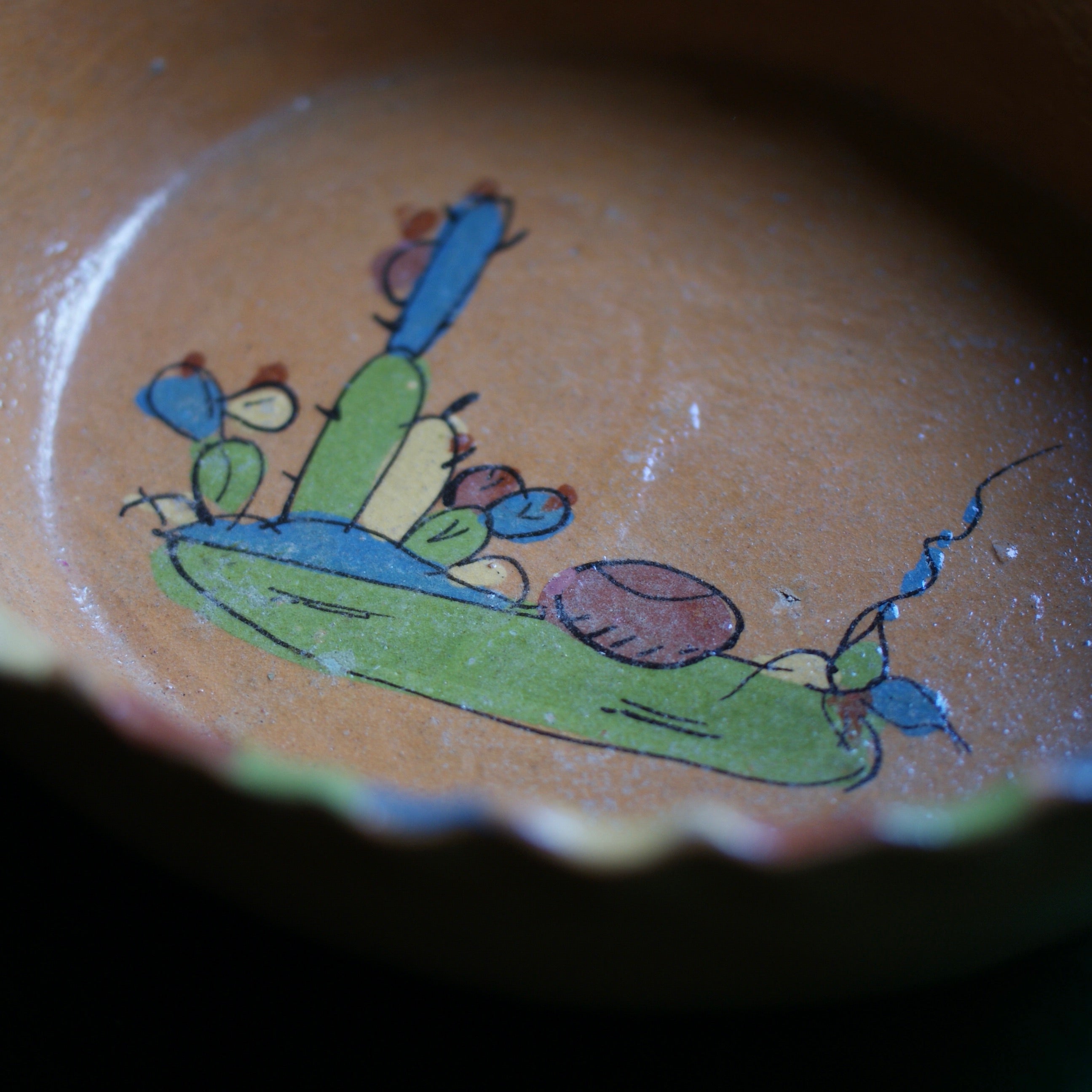Charming Tlaquepaque Cactus Clay Bowl  Zinnia Folk Arts   