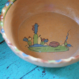 Charming Tlaquepaque Cactus Clay Bowl  Zinnia Folk Arts   