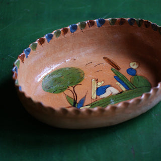 Charming Tlaquepaque Cactus Clay Bowl  Zinnia Folk Arts Large  