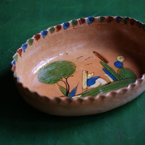 Charming Tlaquepaque Cactus Clay Bowl  Zinnia Folk Arts Large  