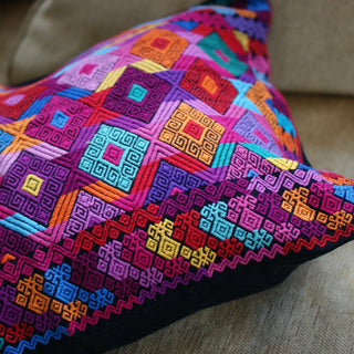 Chiapas Handwoven Lumbar Pillow, Black textiles Zinnia Folk Arts   
