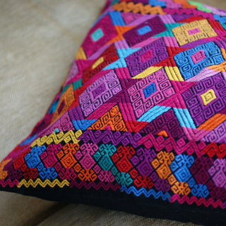 Chiapas Handwoven Lumbar Pillow, Black textiles Zinnia Folk Arts   