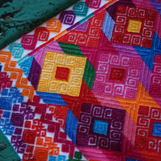 Chiapas Handwoven Lumbar Pillow, Multi-Colored Diamonds textiles Zinnia Folk Arts   