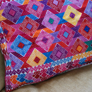 Chiapas Handwoven Lumbar Pillow, Multi-Colored Diamonds textiles Zinnia Folk Arts   