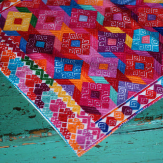 Chiapas Handwoven Lumbar Pillow, Multi-Colored Diamonds textiles Zinnia Folk Arts Shine Bright like a Diamond 2  