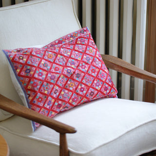 Chiapas Handwoven Lumbar Pillow, Red Diamonds textiles Zinnia Folk Arts   