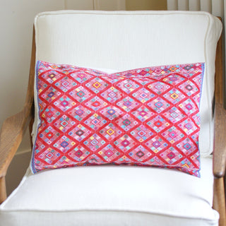 Chiapas Handwoven Lumbar Pillow, Red Diamonds textiles Zinnia Folk Arts   