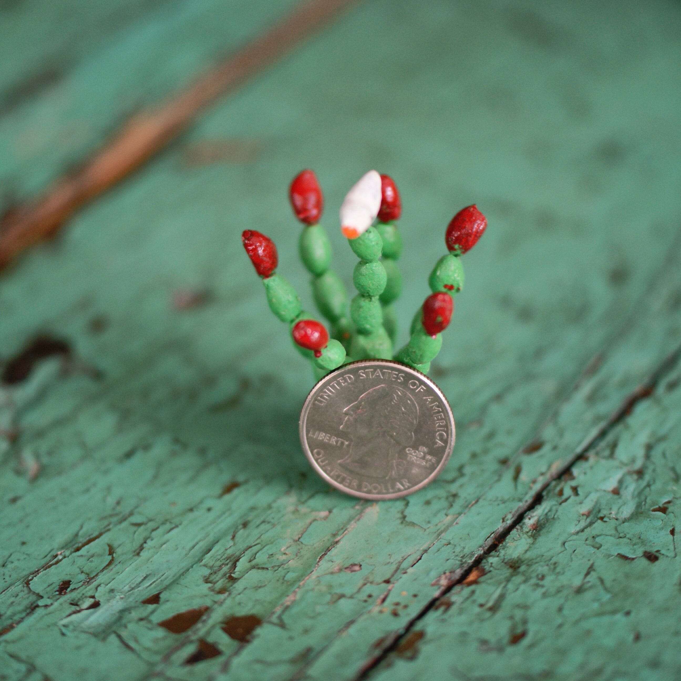 Clay Christmas Cactus With Bird Christmas Zinnia Folk Arts