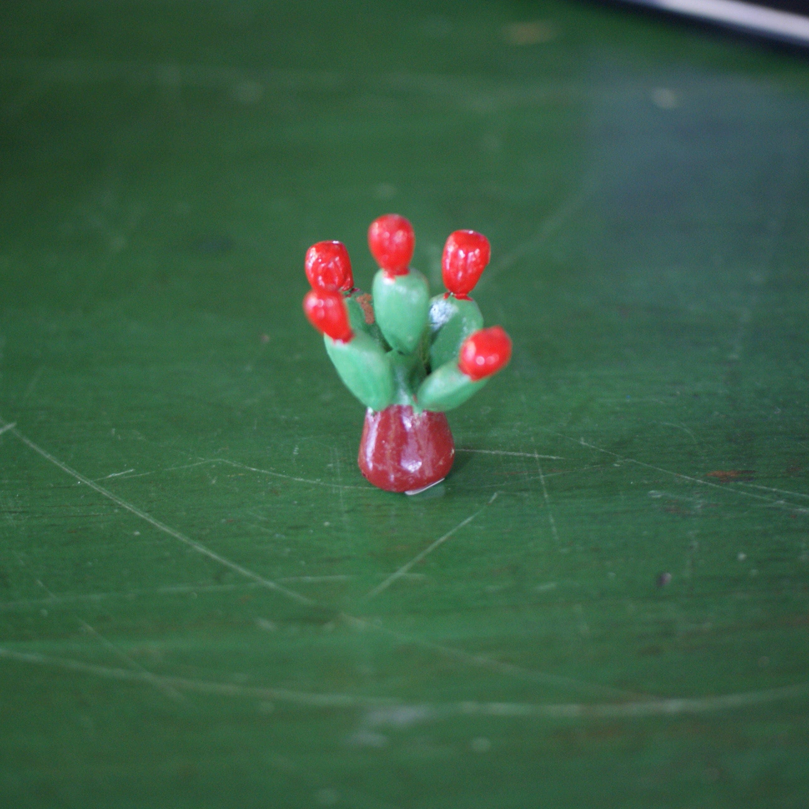 Clay Christmas Cactus, No Bird Christmas Zinnia Folk Arts   