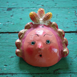 Coconut Faces Masks Zinnia Folk Arts Pink Cones 2  