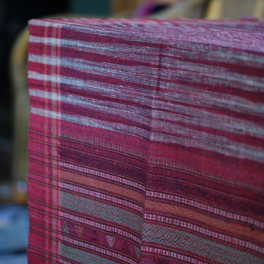 Collector's Hand Woven Shawl or Throw From India, Deep Burgundy Red Textile Zinnia Folk Arts   