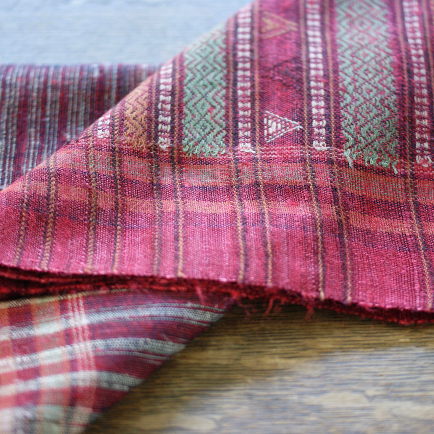 Collector's Hand Woven Shawl or Throw From India, Deep Burgundy Red Textile Zinnia Folk Arts   