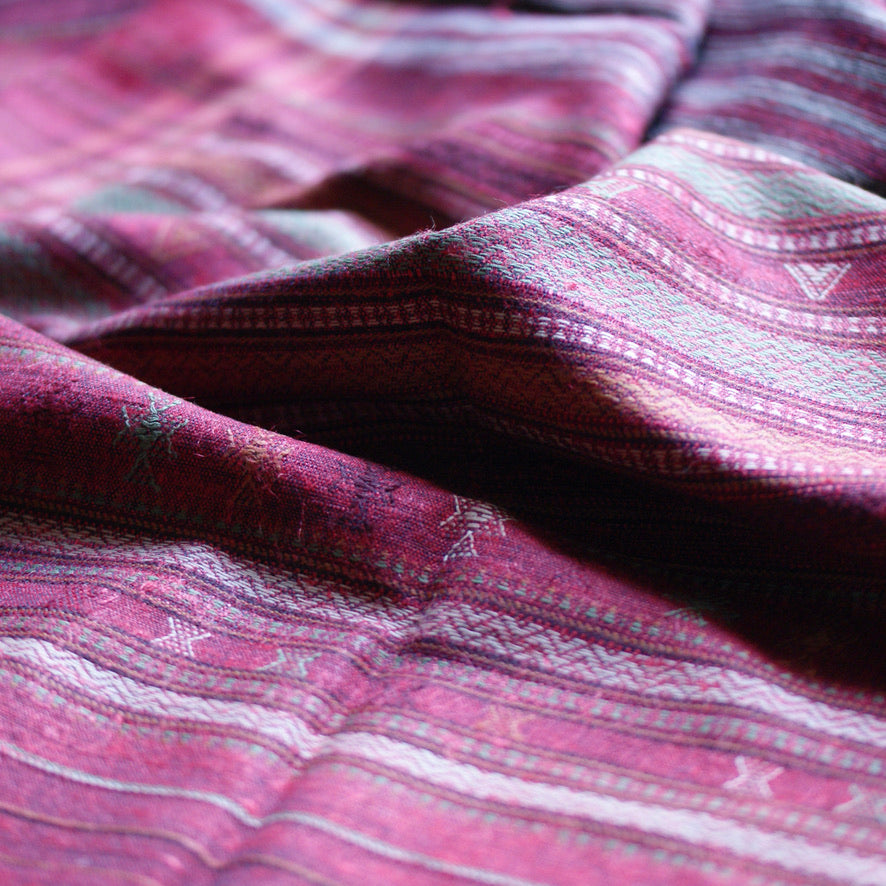 Collector's Hand Woven Shawl or Throw From India, Deep Burgundy Red Textile Zinnia Folk Arts   