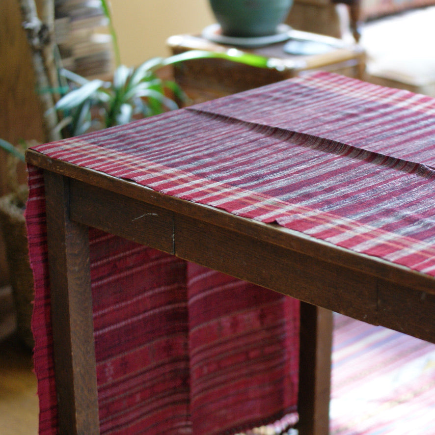 Collector's Hand Woven Shawl or Throw From India, Deep Burgundy Red Textile Zinnia Folk Arts   