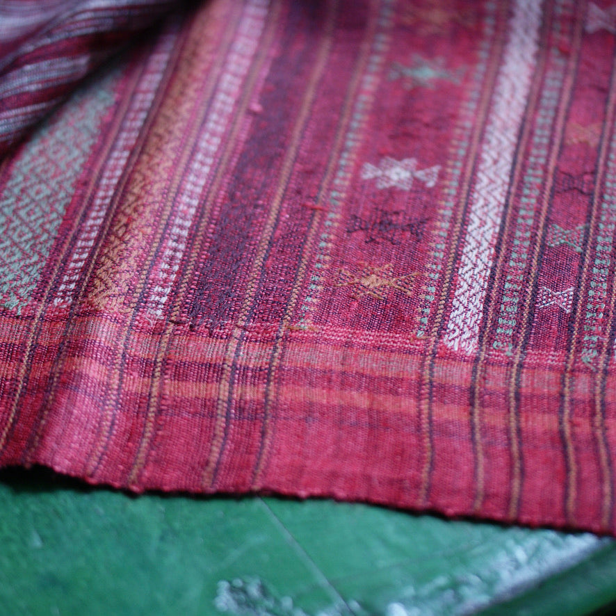 Collector's Hand Woven Shawl or Throw From India, Deep Burgundy Red Textile Zinnia Folk Arts   